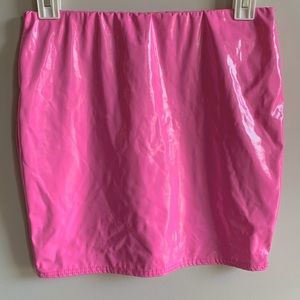 Bubblegum Pink Latex Mini Skirt